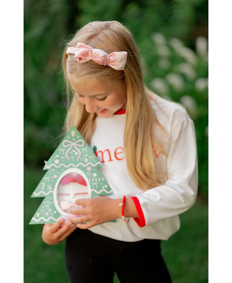 Bits & Bows Girls Velvet Bow Headband in Pink