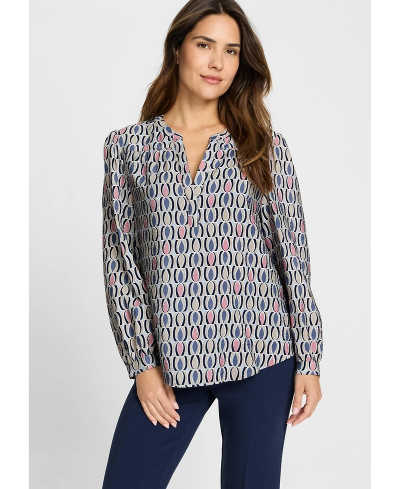 Olsen Retro Print Tunic Blouse