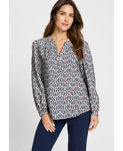 Olsen Retro Print Tunic Blouse