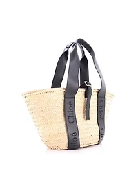 Pre-Owned Chloe Medium Sense Basket Tote Raffia with Leather