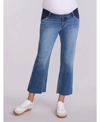 Motherhood Maternity Women's Under the Belly Wide Leg Crop Jeans