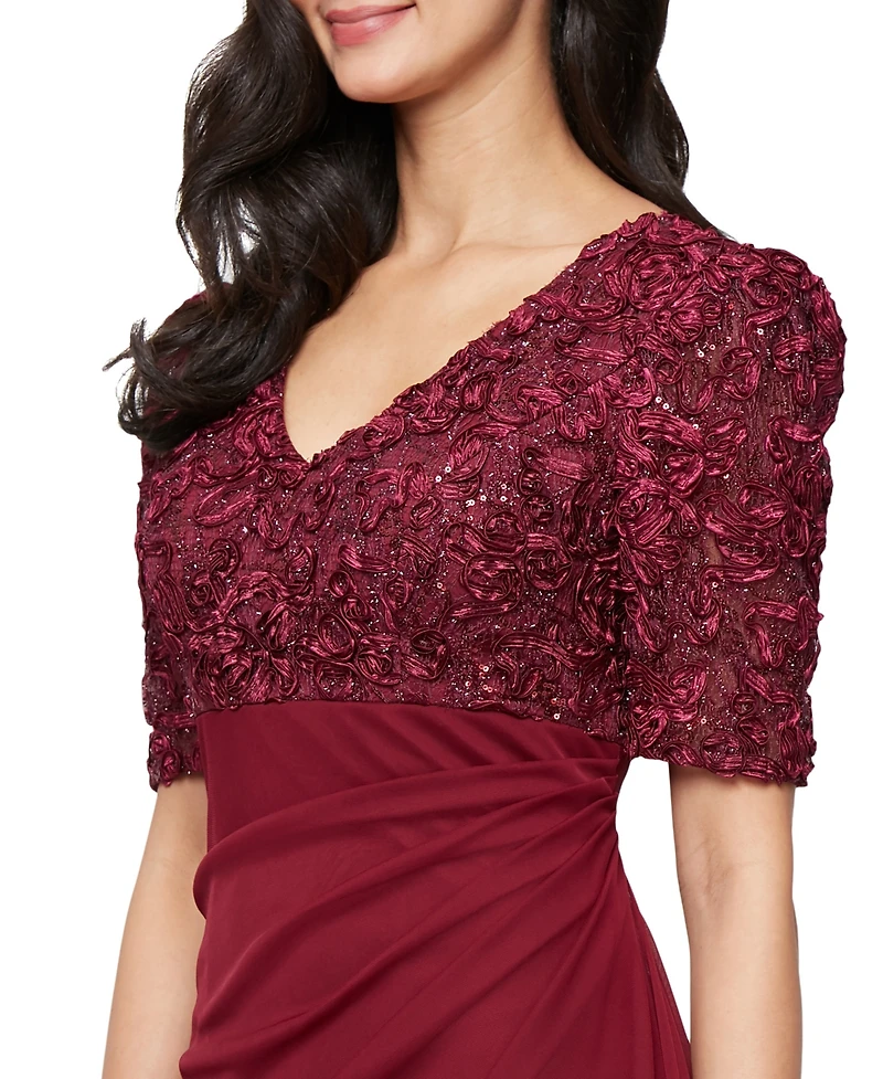Alex Evenings Women's Embellished Puff-Sleeve A-Line Dress