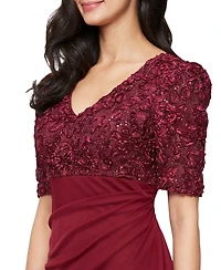 Alex Evenings Women's Embellished Puff-Sleeve A-Line Dress