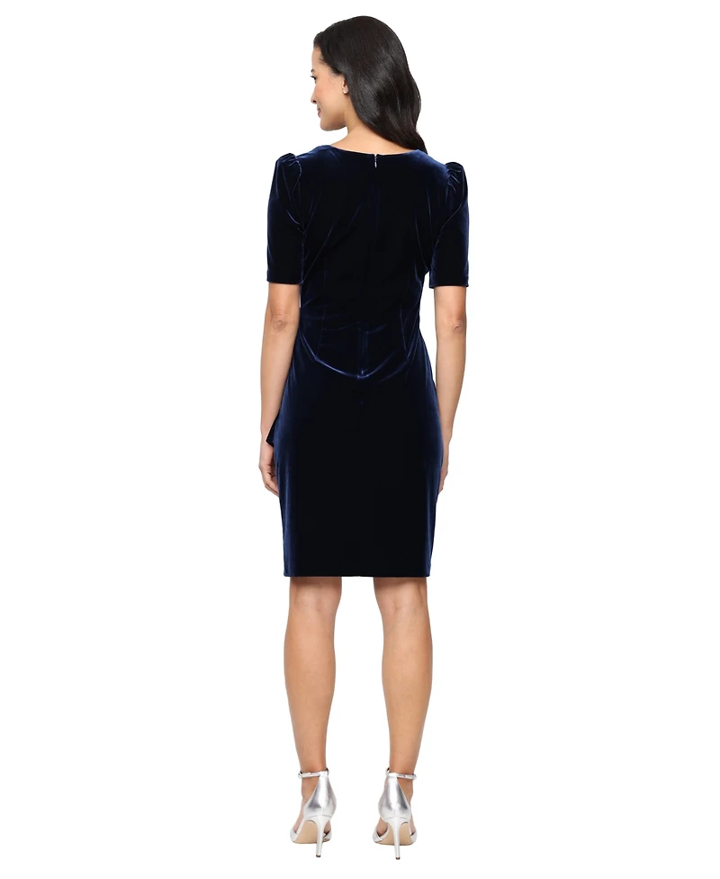 Alex Evenings Women's Velvet Puff-Sleeve Beaded Dress