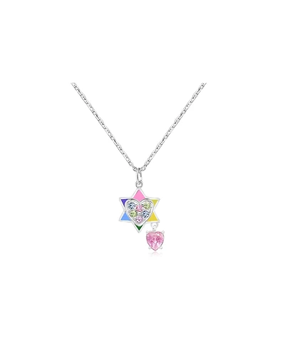 Chanteur/Girl/Star of David Crystal White Gold Palladium Plating Necklace