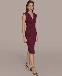 Donna Karan New York Women's V-Neck Ruched Dress