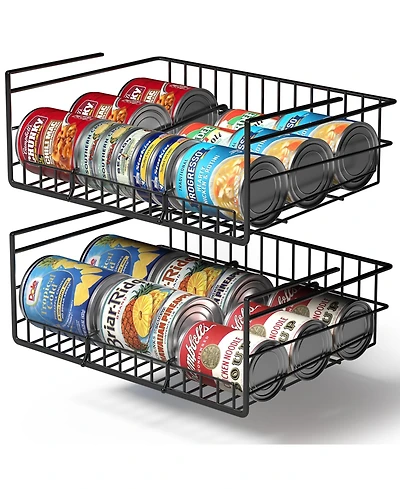 Sorbus 2 Pack Under Cabinet Can Storage Shelf – Pantry Organizer with Divider for Canned Goods