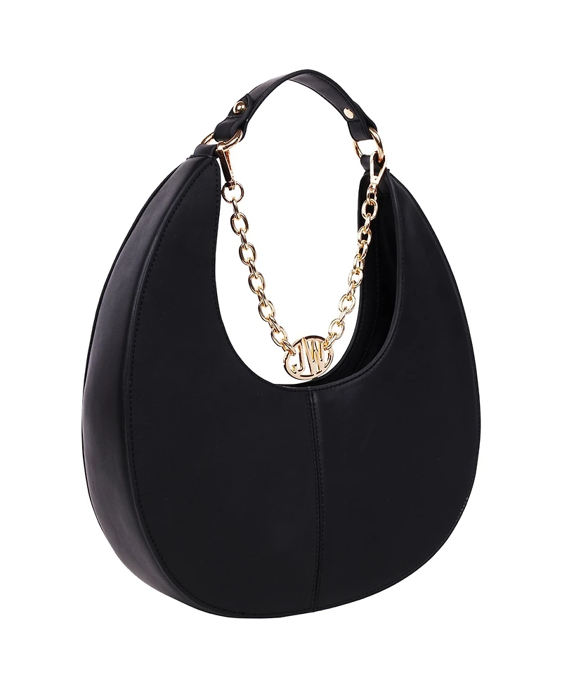 Jason Wu Smooth & Suede Pu Shoulder Bag with Chain Logo Detail