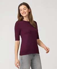 Cable & Gauge Women's Elbow Sleeve Crewneck Sweater