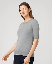 Cable & Gauge Women's Elbow Sleeve Crewneck Sweater