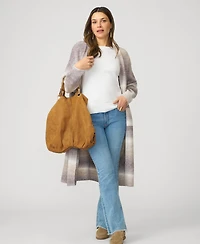 Cable & Gauge Women's Elbow Sleeve Crewneck Sweater