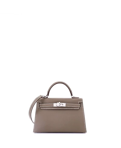 Pre-Owned Hermes Kelly 20 Handbag Grey Epsom with Palladium Hardware