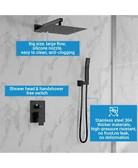 Bathroom Shower Faucet Set, 10 Inch Rainfall Shower Head With Handheld Combo, Wall Mounted Shower System Shower Fixtures With Pressure-Balanced Valve,