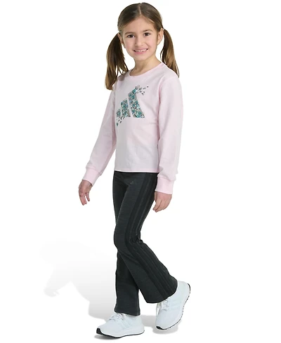 adidas Toddler and Little Girls 2-Piece Long-Sleeve Graphic T-Shirt & Flare Pants Set