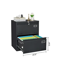 Filing Cabinet Lateral File 2 Drawer with Lock Metal Cabinets Three Office for Legal/Letter/A4/F4