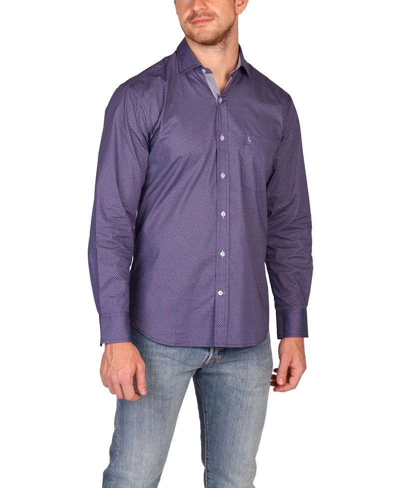 Tailorbyrd Men's Diamond Medallion Long Sleeve Shirt