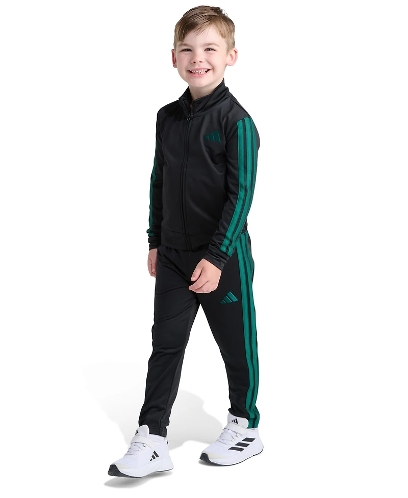 Adidas Toddler and Little Boys 2T-7 Two Piece Long Sleeve, Three Stripes Jacket Jogger Pant Set