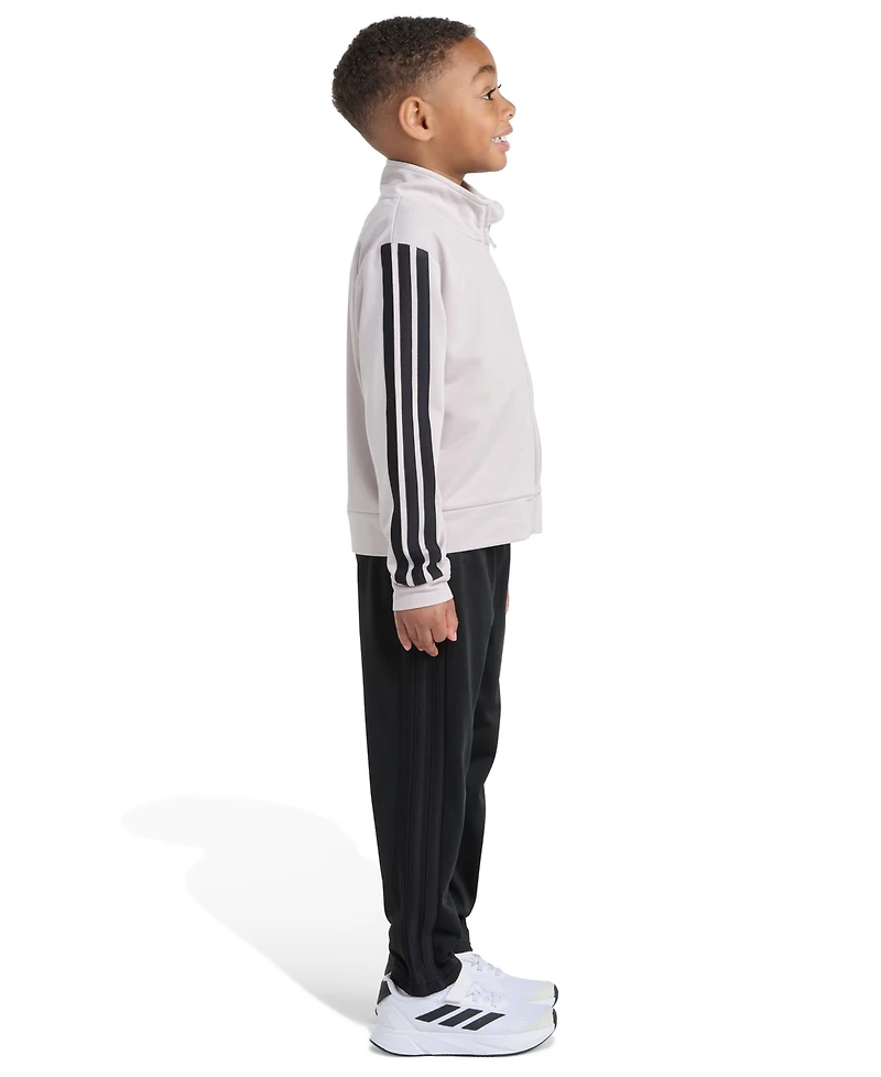 Adidas Toddler and Little Boys 2T-7 Two Piece Long Sleeve, Three Stripes Jacket Jogger Pant Set