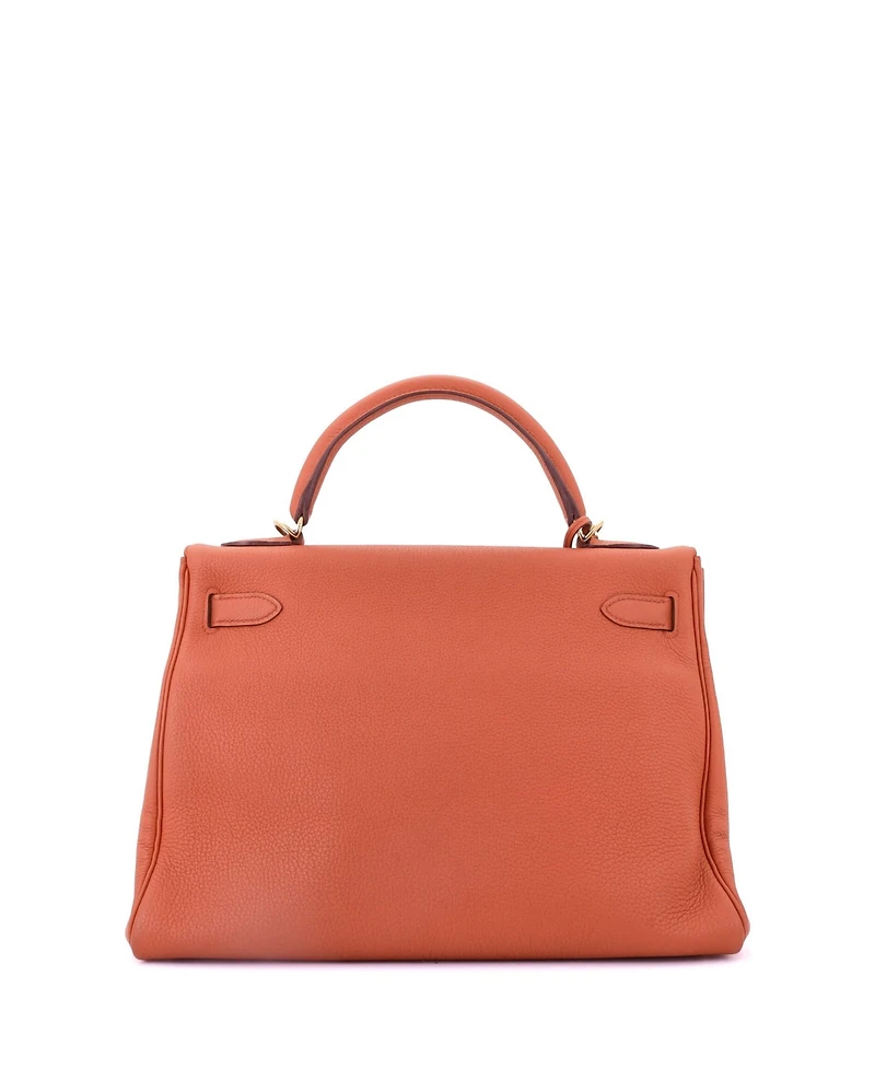 Pre-Owned HERMES Kelly 32 Handbag Orange Togo with Gold Hardware