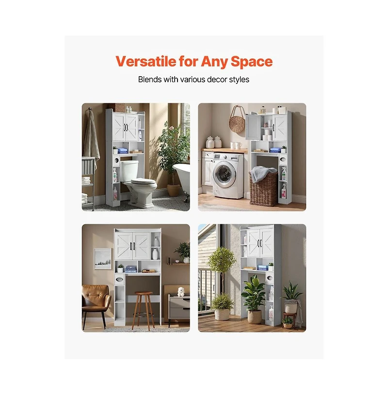 Slickblue Space-Saving Over-Toilet Cabinet with Adjustable Shelf for Bathroom