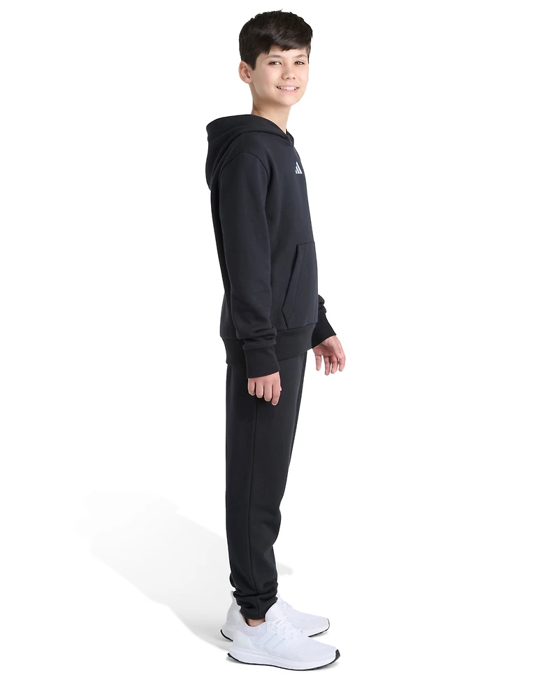 Adidas Big Boys Essential Small Logo 2-Piece Fleece Hoodie and Joggers Set