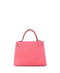 Pre-Owned Hermes Kelly 25 Handbag Pink Chevre Mysore with Palladium Hardware