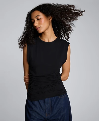 Kenneth Cole Crew Neck Side Ruched Top