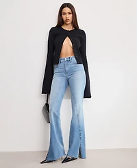 Good American Women's Bell Sleeve Knit Cardigan Sweater
