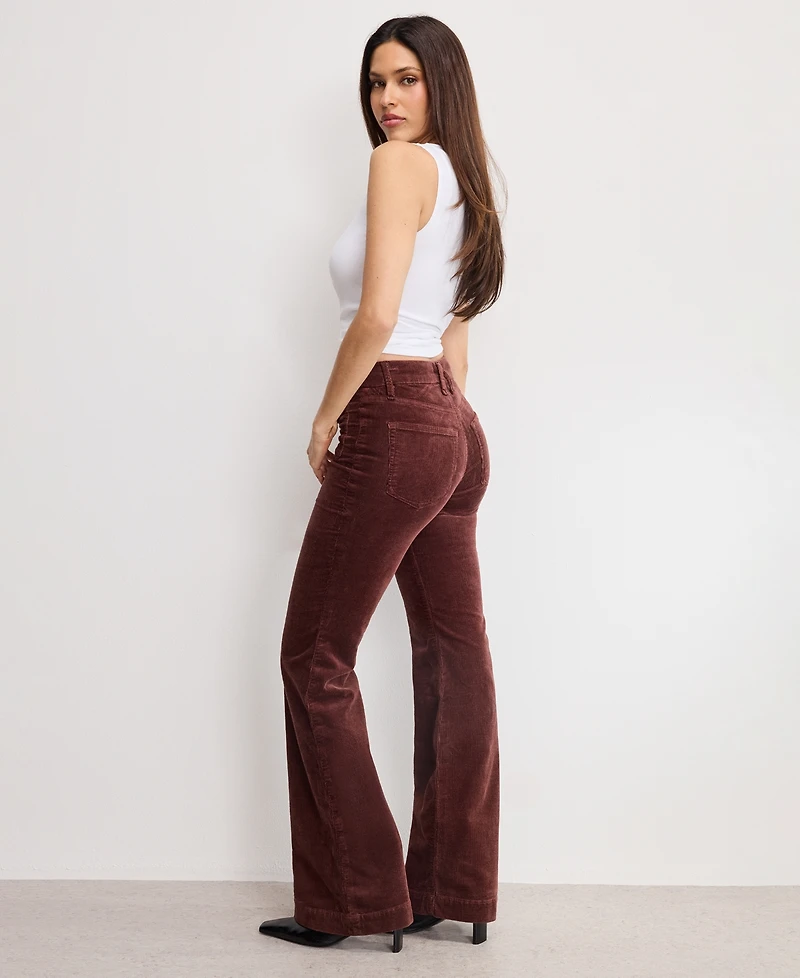 Good American Women's Flare Corduroy Mid-Rise Pants