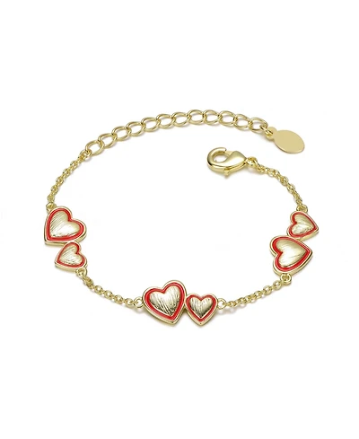 GiGiGirl 14K Gold Plated with Red Enamel Heart Bracelet