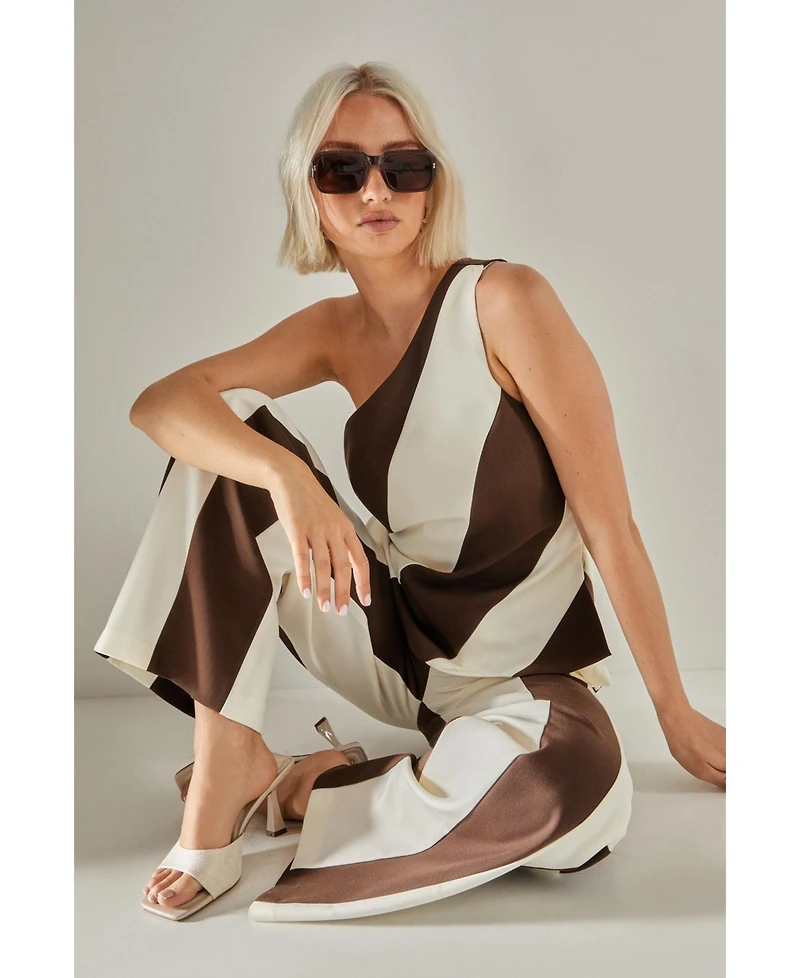 Nasty Gal Women's Stripe Tailored One Shoulder Top