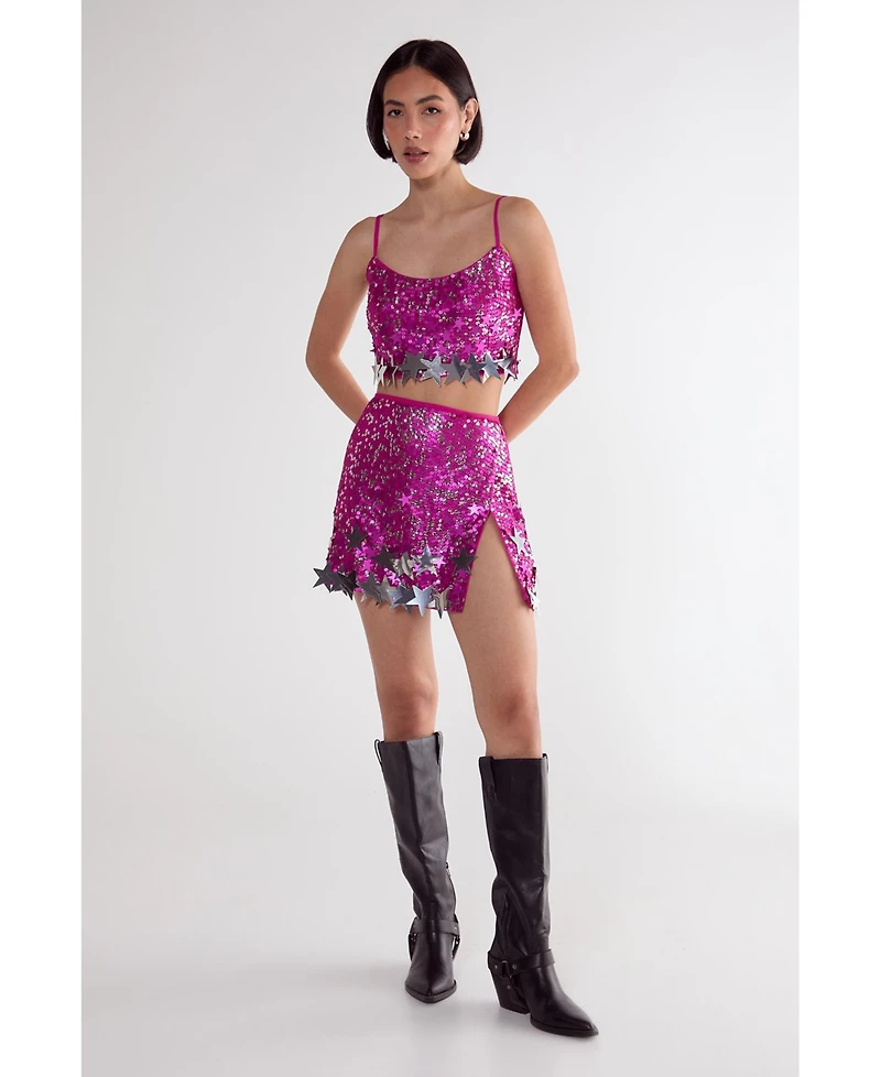Nasty Gal Limited Embellished Star Trim Mini Skirt