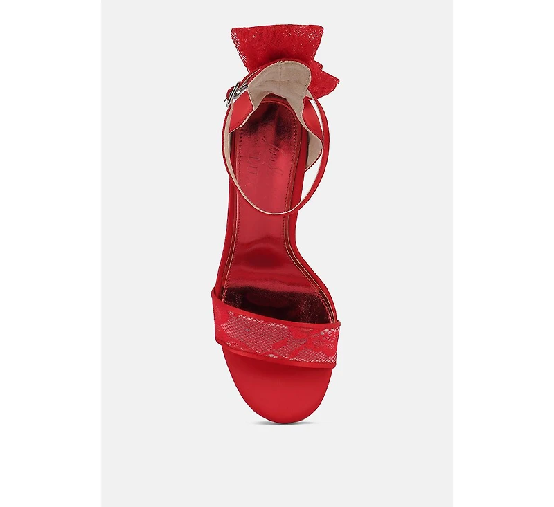 Delancy Bow Detail Lace Stiletto Sandals Women