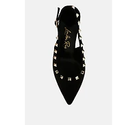 Ameya Stud Emebllished Microfiber Sandals Women