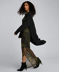 Kenneth Cole Women's Long Sleeve Ruched Printed Sheath Dress