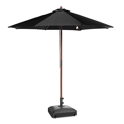 Yescom 9ft Solid Wood Outdoor Patio Umbrella with Base Included Parasol Wheels Stand for Bistro Market Garden Deck Yard Poolside