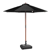 Yescom 9ft Solid Wood Outdoor Patio Umbrella with Base Included Parasol Wheels Stand for Bistro Market Garden Deck Yard Poolside