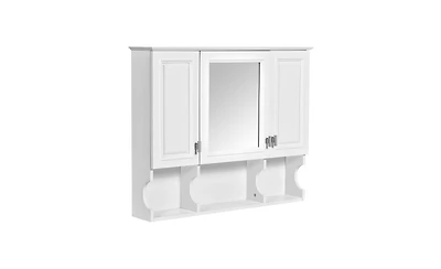 Slickblue Wall-Mount Medicine Cabinet with Mirror and Open Storage for Bathroom