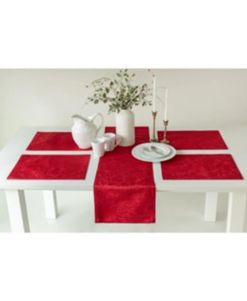 Benson Mills Poinsettia Foliage Raised Jacquard Table Linen Collection