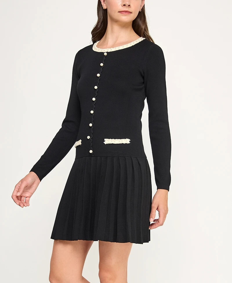 Invitee Juniors' Long Sleeve Crew Neck Sweater Dress
