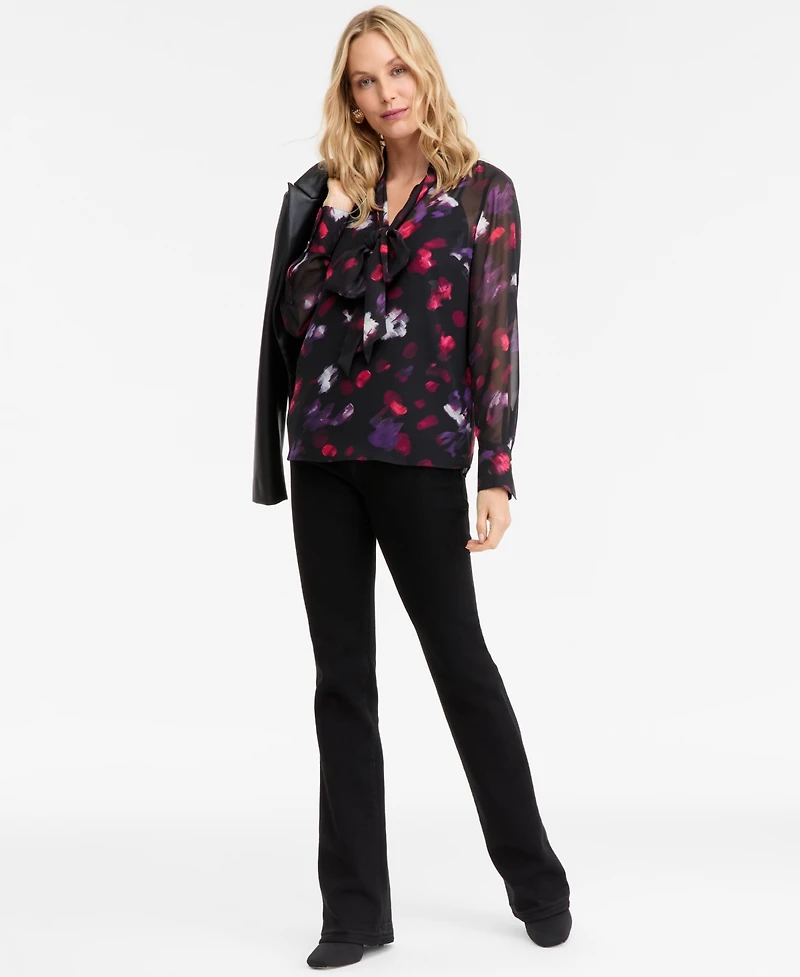 I.n.c. International Concepts Women's Long-Sleeve Tie-Neck Blouse, Macy's Exclusive