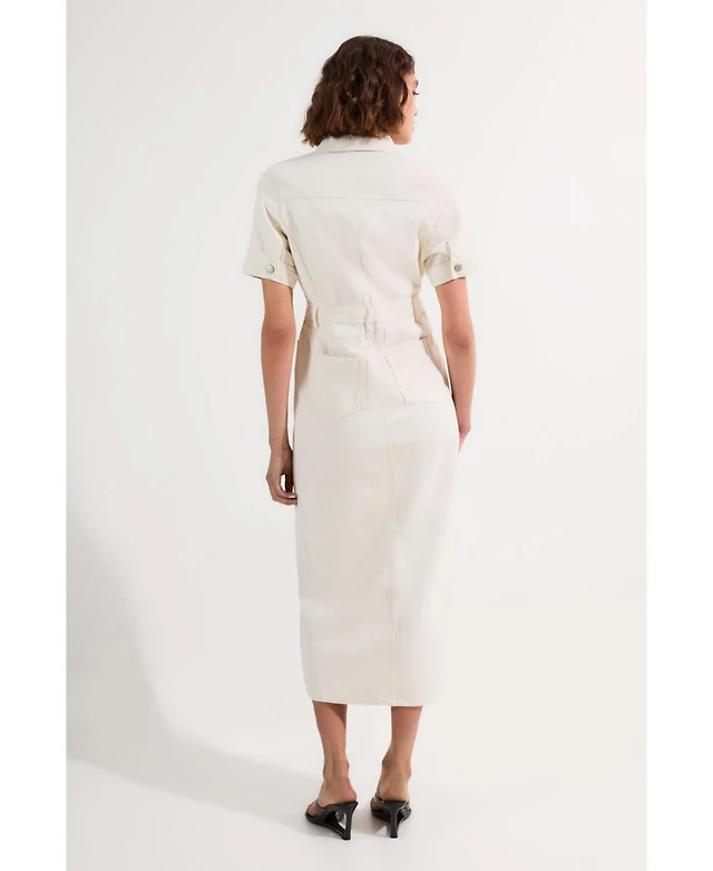 pilcro short sleeve denim midi shirt dress Pilcro Short-Sleeve Ruched Denim Midi Shirt Dress