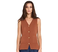 Tahari Asl Women's V-Neck Button-Up Sweater Vest