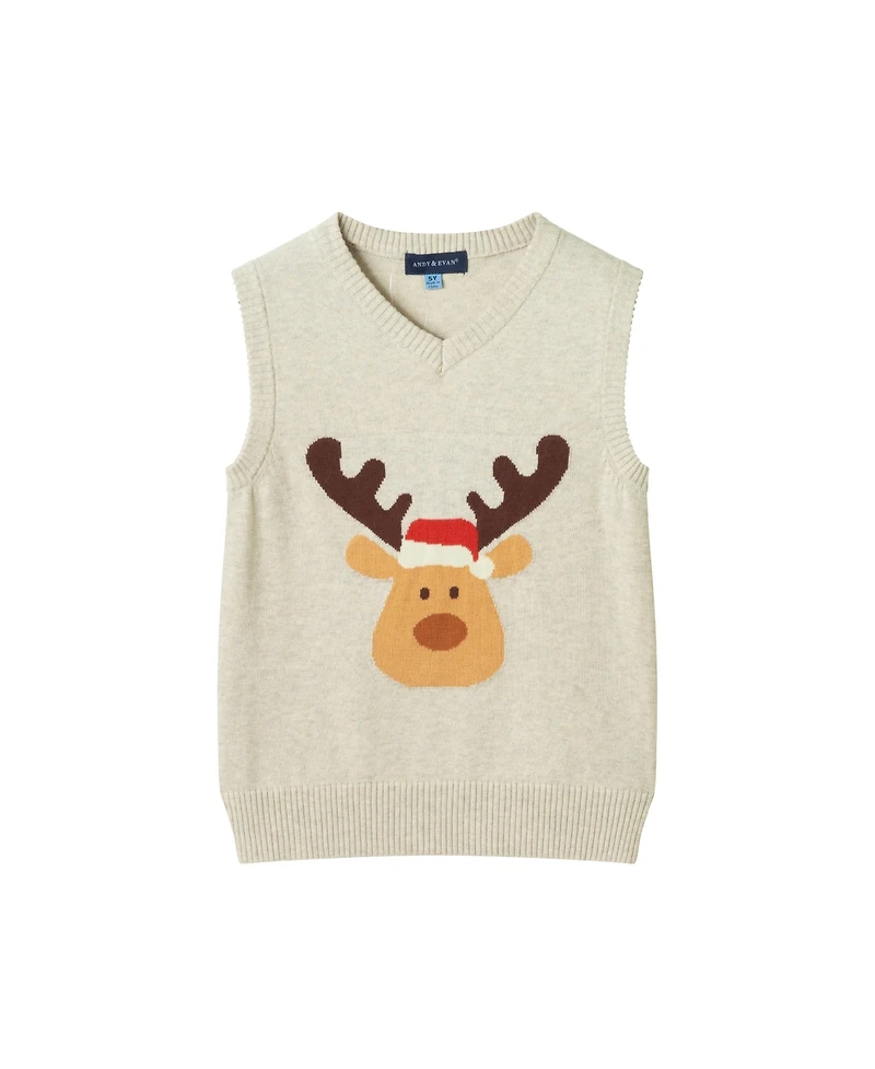 Andy & Evan Toddler/Child Boys Winter Moose Sweater Vest Set