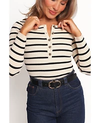 Petal and Pup Women's Deni Henley Bodysuit - Stripe
