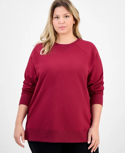 Id Ideology Plus Crewneck Raglan-Sleeve Tunic Top, Macy's Exclusive