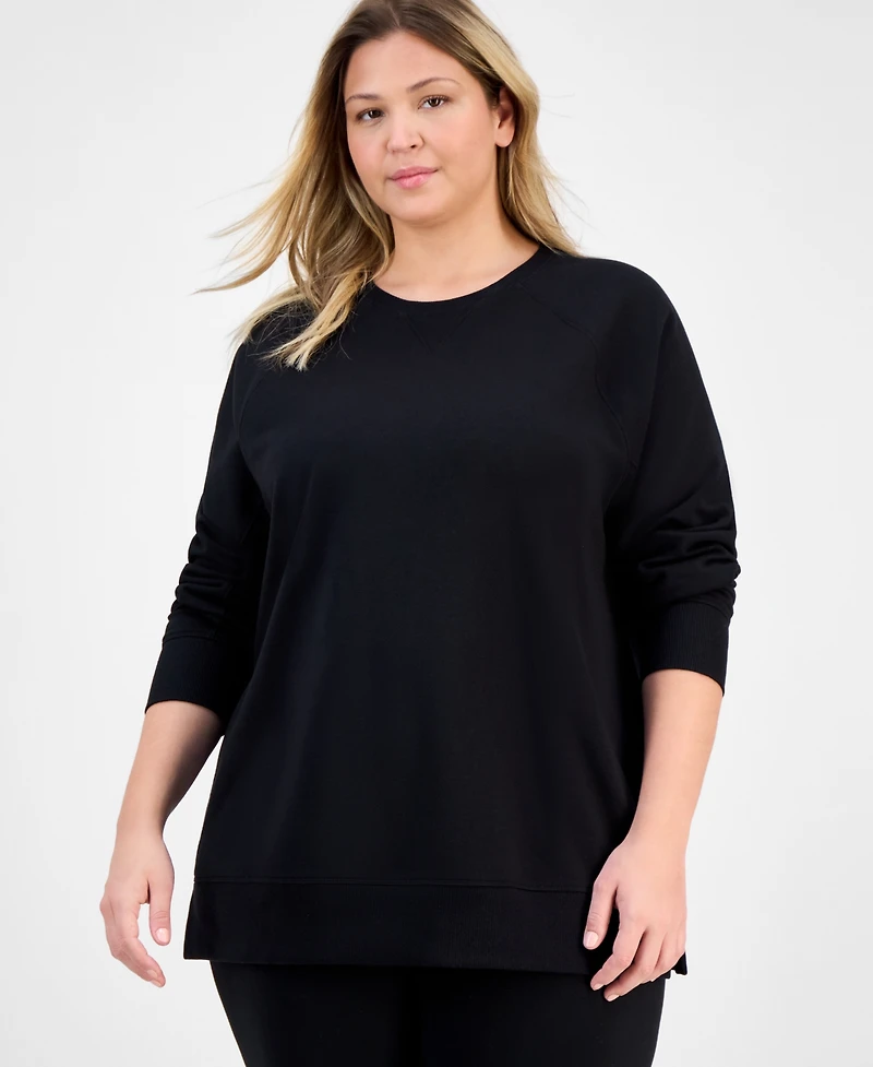 Id Ideology Plus Crewneck Raglan-Sleeve Tunic Top, Macy's Exclusive