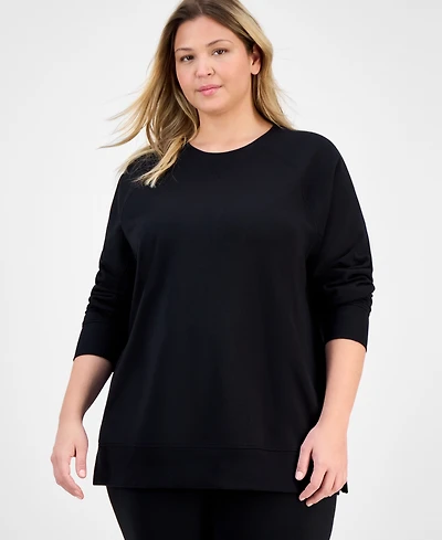 Id Ideology Plus Crewneck Raglan-Sleeve Tunic Top, Macy's Exclusive