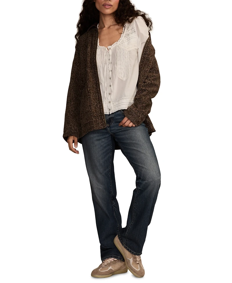 Lucky Brand Women's Long Sleeve Lace Swing Top