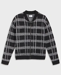 Mode of One Men's Relaxed-Fit Plaid Zipper Sweater, Macy's Exclusive